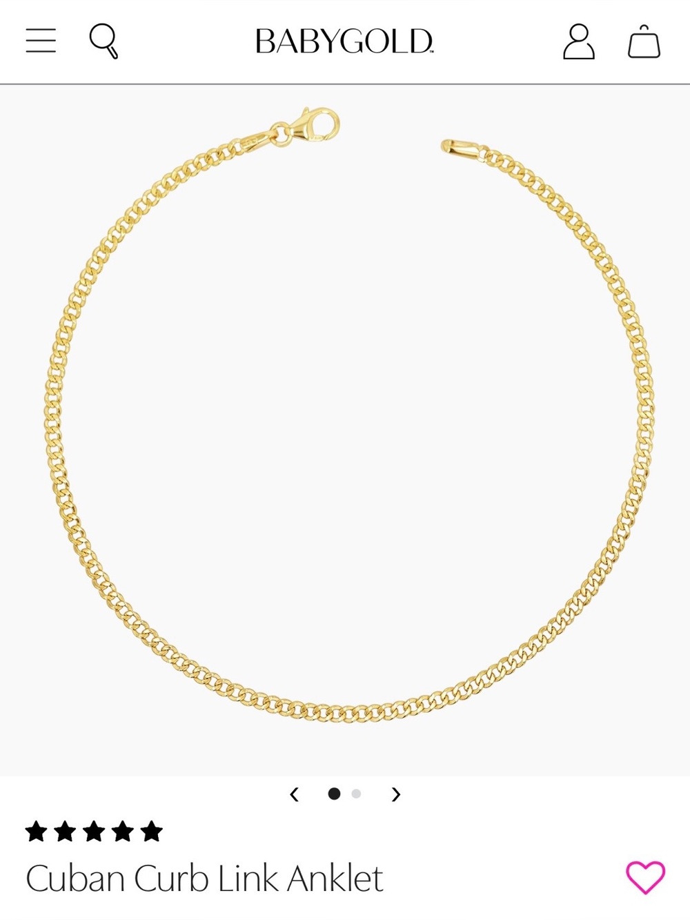 Babygold 14k Gold Cuban Curb Link Anklet - broken